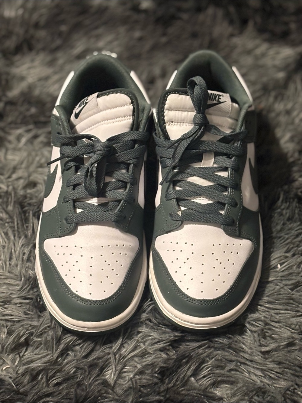 Nike Men’s Low-Top Sneakers in White and Dark Green